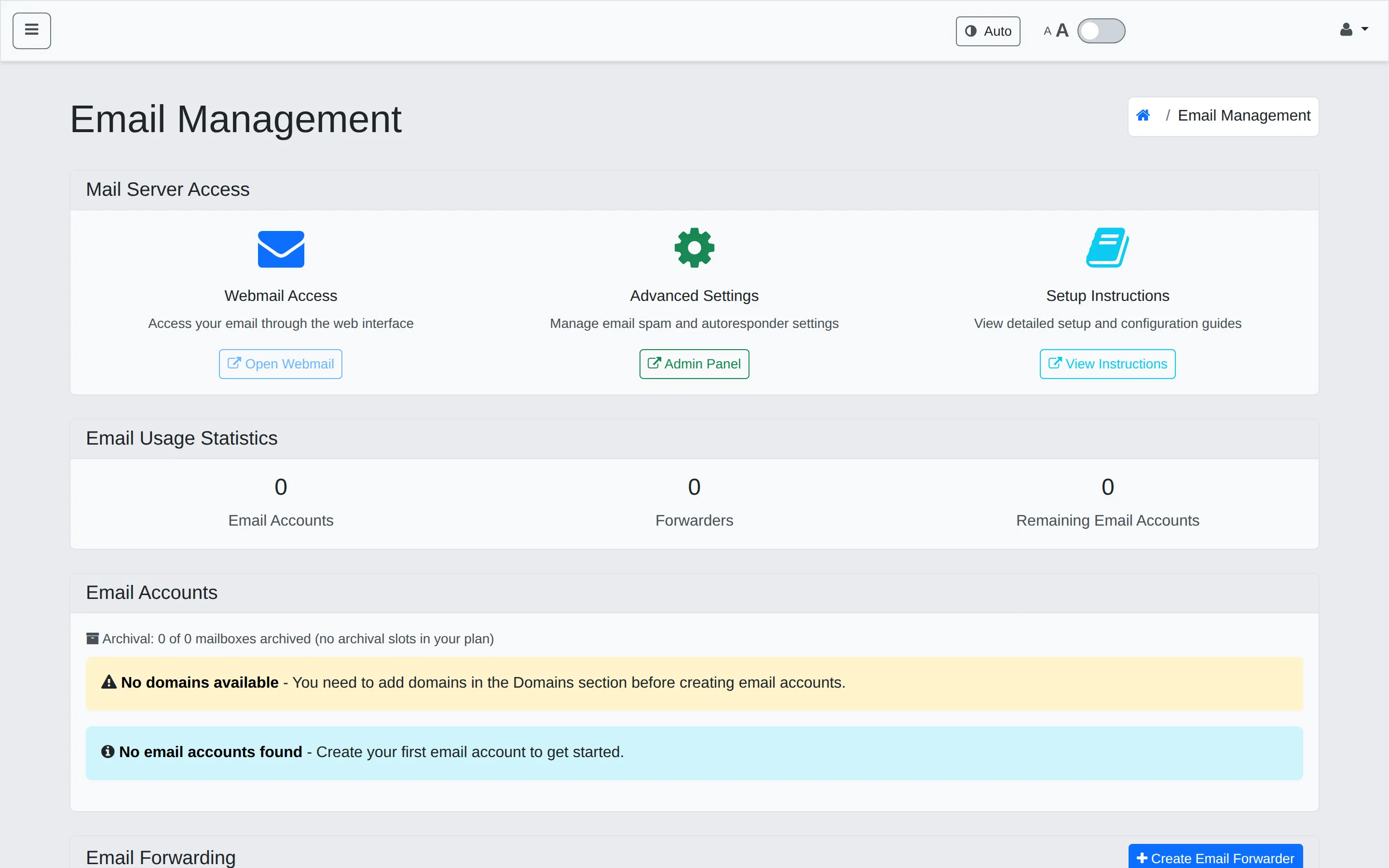 WHP Email Management page